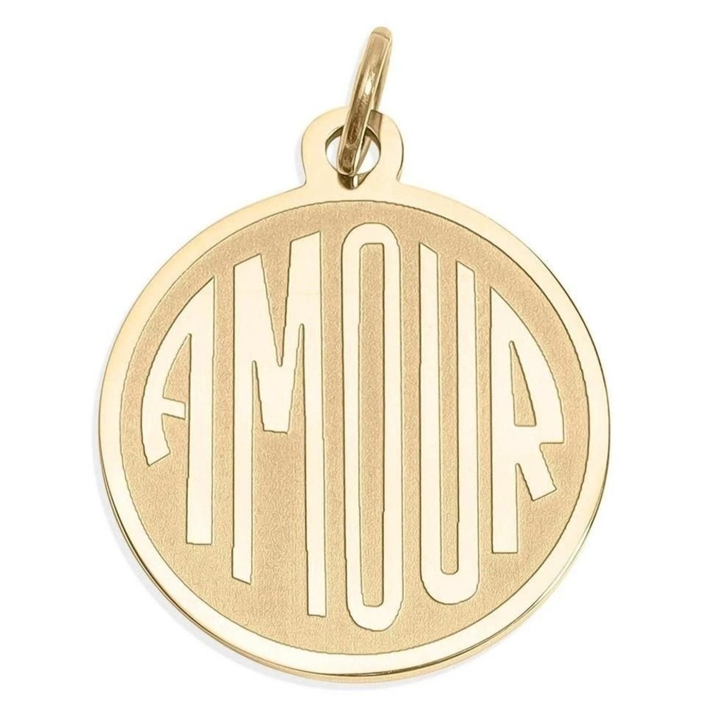 18K Gold PVD Over Stainless Steel Round Amour Charm